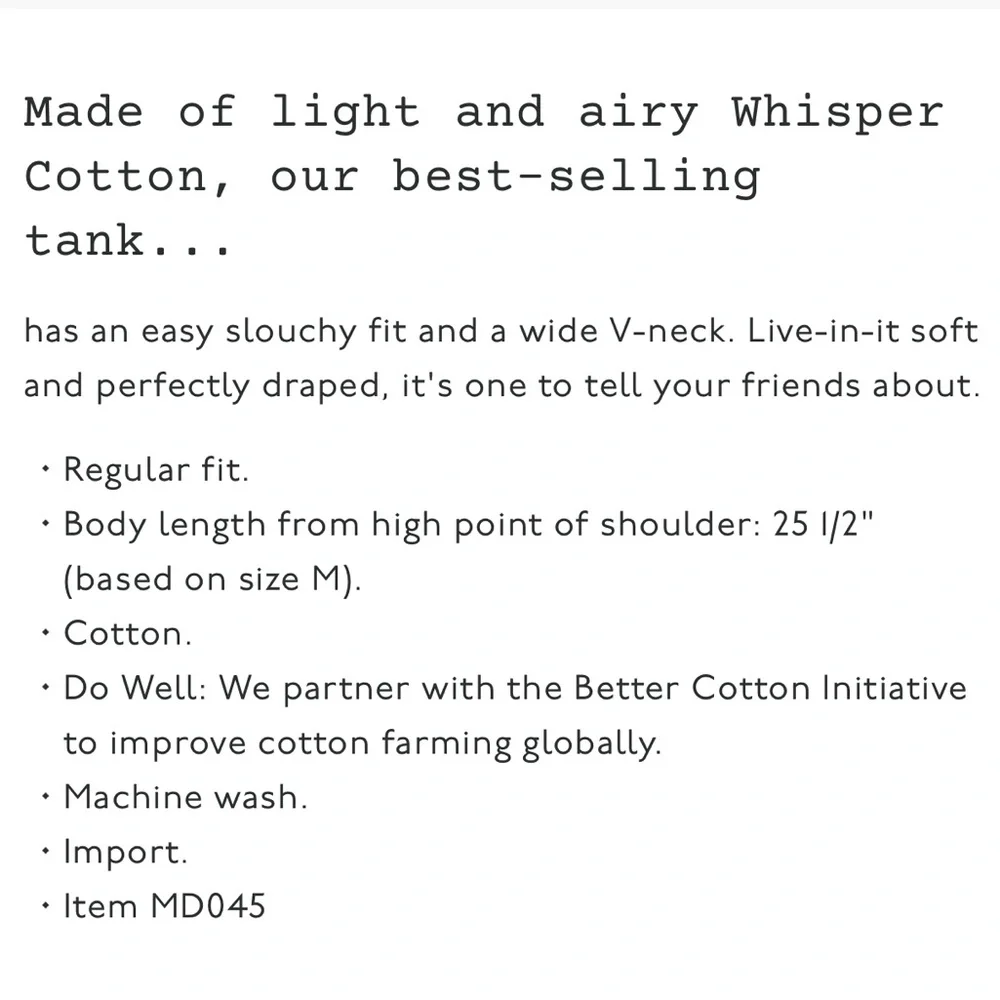 🆕Madewell-Whisper Cotton V-Neck with Pocket Tank - Picture 3 of 5